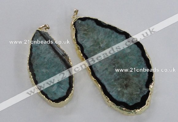 NGP1756 35*60mm - 50*80mm freeform druzy agate gemstone pendants