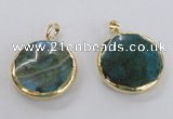 NGP1758 30mm flat round agate gemstone pendants wholesale