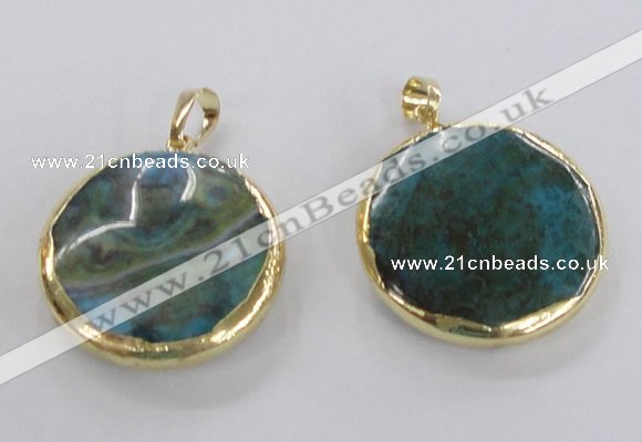 NGP1758 30mm flat round agate gemstone pendants wholesale