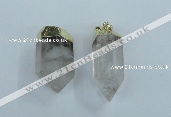 NGP1762 15*35mm - 25*40mm faceted nuggets white crystal pendants