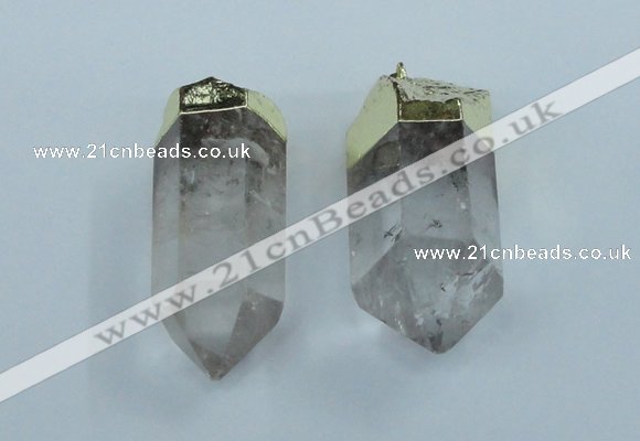 NGP1764 25*55mm - 20*60mm faceted nuggets white crystal pendants