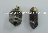 NGP1766 15*35mm - 25*40mm faceted nuggets green phantom quartz pendants