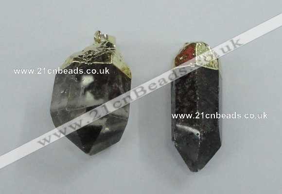 NGP1766 15*35mm - 25*40mm faceted nuggets green phantom quartz pendants