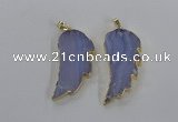 NGP1773 22*45mm - 25*50mm wing-shaped agate gemstone pendants