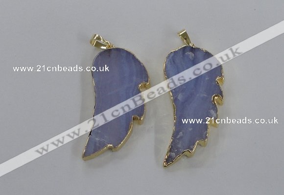 NGP1773 22*45mm - 25*50mm wing-shaped agate gemstone pendants