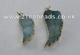 NGP1803 35*40mm - 45*50mm wing-shaped plated druzy agate pendants