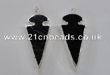 NGP1807 25*60mm - 30*65mm arrowhead black agate pendants