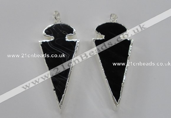 NGP1807 25*60mm - 30*65mm arrowhead black agate pendants