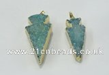 NGP1812 22*40mm - 28*48mm arrowhead druzy agate gemstone pendants