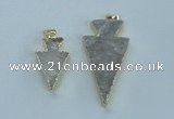 NGP1816 18*38mm - 28*45mm arrowhead druzy agate gemstone pendants