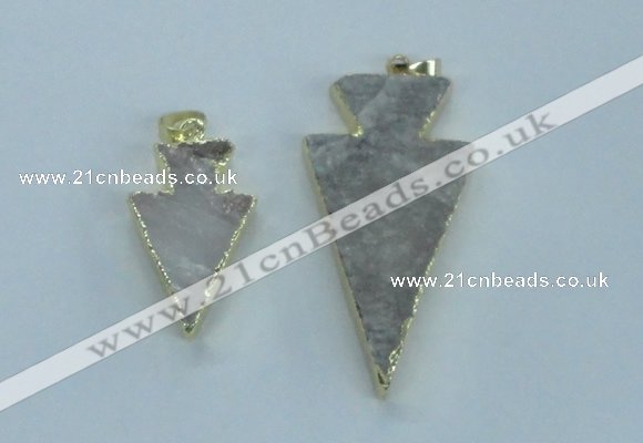 NGP1816 18*38mm - 28*45mm arrowhead druzy agate gemstone pendants