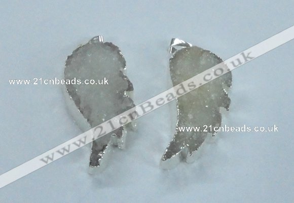 NGP1821 18*35mm - 20*40mm wing-shaped druzy agate pendants