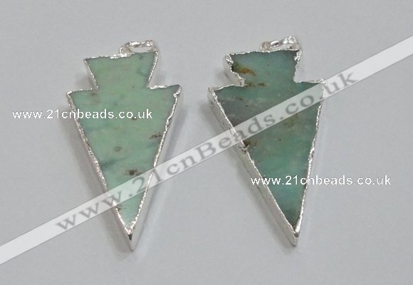 NGP1830 25*45mm arrowhead australia chrysoprase pendants