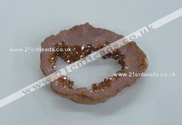 NGP1832 45*55mm - 55*60mm donut plated druzy agate pendants