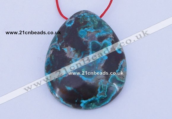 NGP185 30*38mm flat teardrop chrysocolla gemstone pendant jewelry