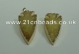 NGP1872 20*30mm - 25*50mm arrowhead druzy agate gemstone pendants