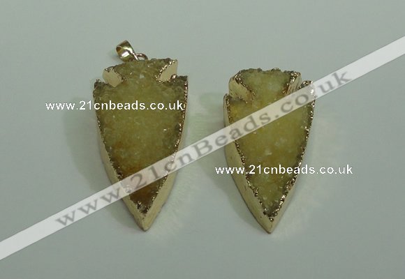 NGP1872 20*30mm - 25*50mm arrowhead druzy agate gemstone pendants