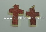 NGP1876 30*45mm - 32*50mm cross druzy agate gemstone pendants