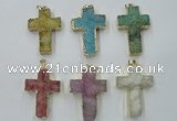 NGP1879 30*45mm - 32*50mm cross druzy agate gemstone pendants