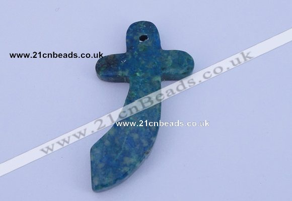 NGP190 28*52mm cross lapis & chrysocolla gemstone pendant jewelry