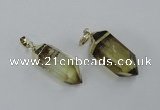 NGP1900 12*30mm - 15*35mm faceted nuggets lemon quartz pendants