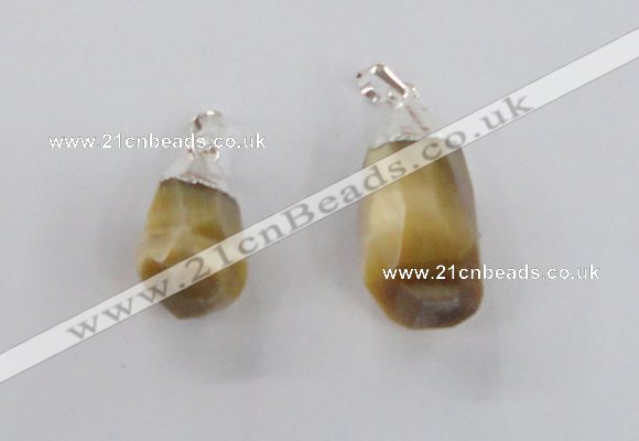 NGP1915 14*30mm - 15*35mm faceted nuggets golden tiger eye pendants