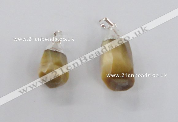 NGP1915 14*30mm - 15*35mm faceted nuggets golden tiger eye pendants