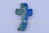 NGP192 31*52mm cross lapis & chrysocolla gemstone pendant jewelry