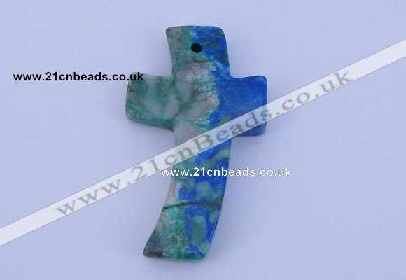 NGP192 31*52mm cross lapis & chrysocolla gemstone pendant jewelry