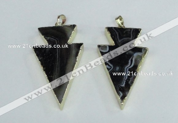 NGP1923 28*50mm - 30*55mm arrowhead agate gemstone pendants