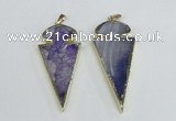 NGP1925 30*65mm arrowhead agate gemstone pendants wholesale