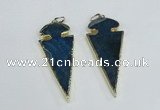 NGP1926 30*65mm arrowhead agate gemstone pendants wholesale