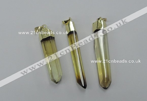 NGP1931 6*50mm - 8*55mm stick lemon quartz pendants wholesale