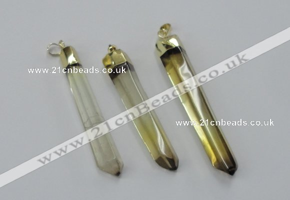 NGP1932 10*55mm - 12*65mm stick lemon quartz pendants wholesale