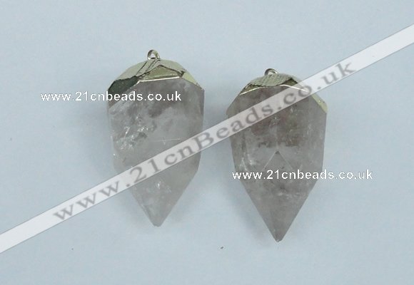 NGP1936 18*35mm - 20*40mm faceted nuggets white crystal pendants