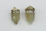 NGP1938 18*35mm - 20*40mm faceted nuggets yellow phantom quartz pendants