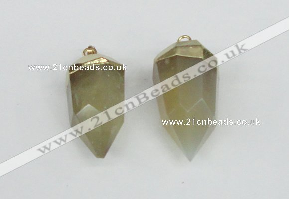 NGP1938 18*35mm - 20*40mm faceted nuggets yellow phantom quartz pendants