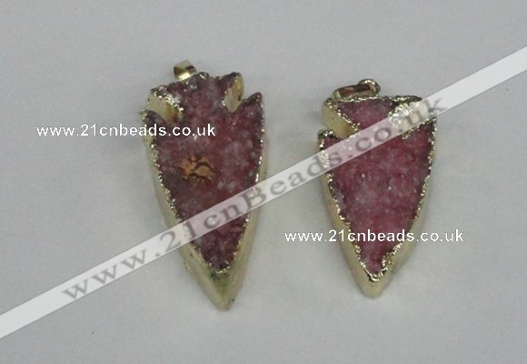 NGP1940 20*30mm - 25*50mm arrowhead druzy agate gemstone pendants