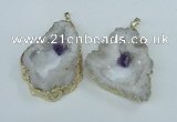 NGP1950 30*40mm - 45*55mm freeform druzy agate & amethyst pendants