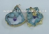 NGP1954 30*40mm - 45*55mm freeform druzy agate & amethyst pendants