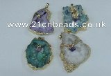 NGP1956 30*40mm - 45*55mm freeform druzy agate & amethyst pendants