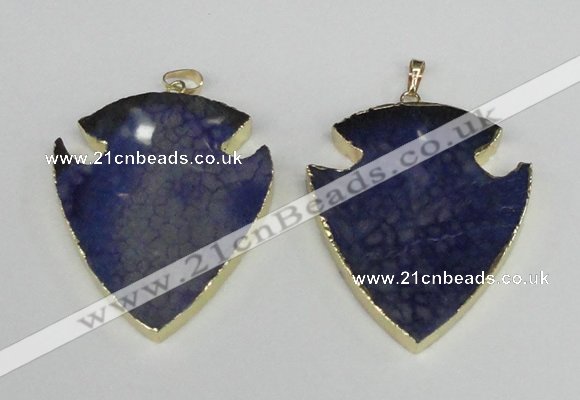 NGP1961 47*57mm arrowhead agate gemstone pendants wholesale