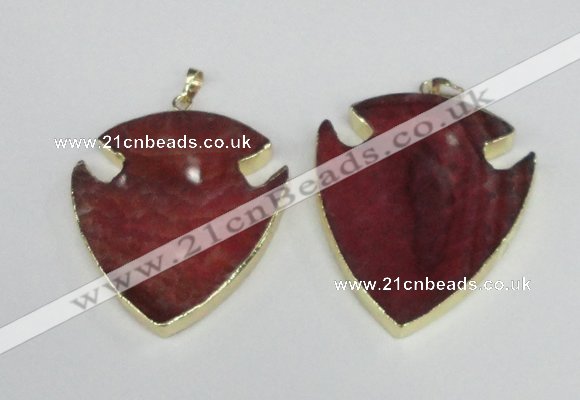 NGP1962 47*57mm arrowhead agate gemstone pendants wholesale