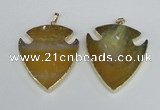 NGP1963 47*57mm arrowhead agate gemstone pendants wholesale