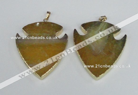 NGP1963 47*57mm arrowhead agate gemstone pendants wholesale