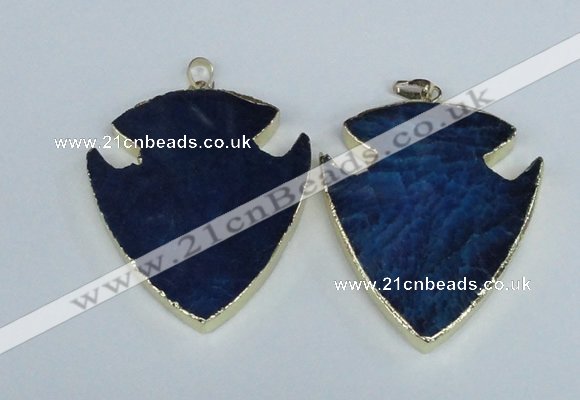 NGP1964 47*57mm arrowhead agate gemstone pendants wholesale