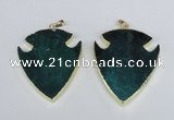 NGP1965 47*57mm arrowhead agate gemstone pendants wholesale