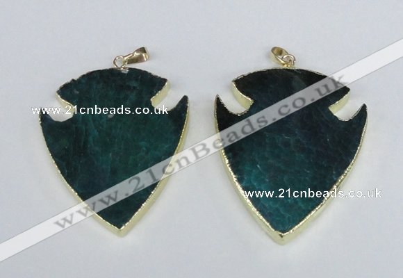 NGP1965 47*57mm arrowhead agate gemstone pendants wholesale