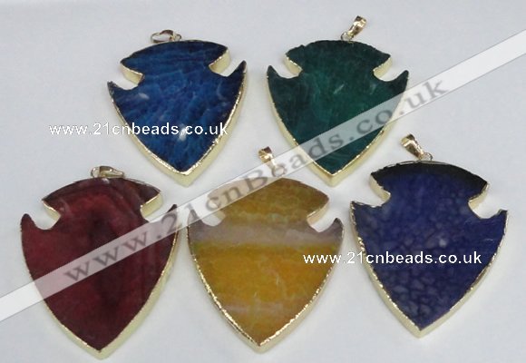 NGP1966 47*57mm arrowhead agate gemstone pendants wholesale