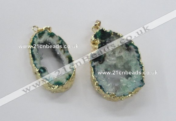 NGP1972 25*40mm - 30*50mm freeform druzy agate gemstone pendants